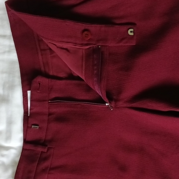 HELMUT Lang Pixel Suiting Wool Woven Skinny Pants, Wine Burgundy, Size 4 - Picture 5 of 11